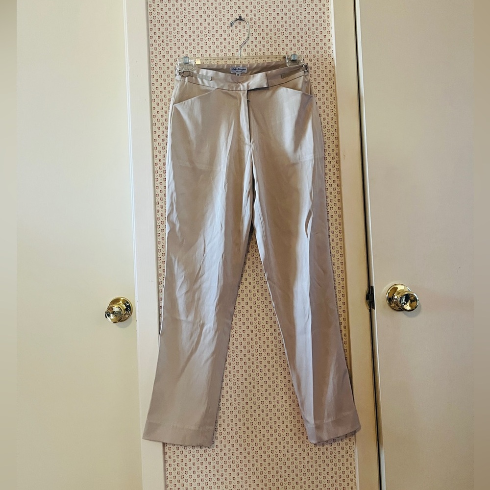 Salvatore Ferragamo Light Beige Women’s Ankle Length Trousers